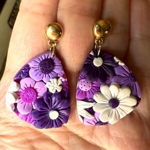 Handmade floral slab earrings
